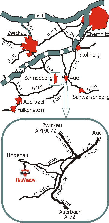 Wegbeschreibung zum Huthaus